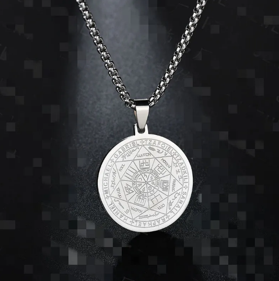 Háromtónusú Hatcsillagos Angyalmedálos Nyakék