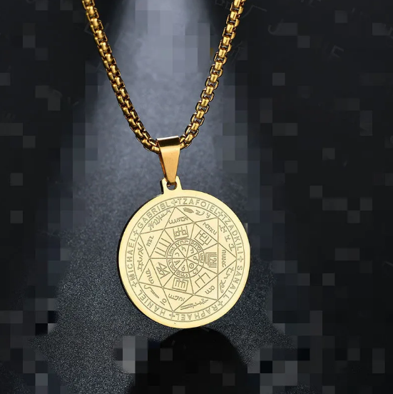 Háromtónusú Hatcsillagos Angyalmedálos Nyakék